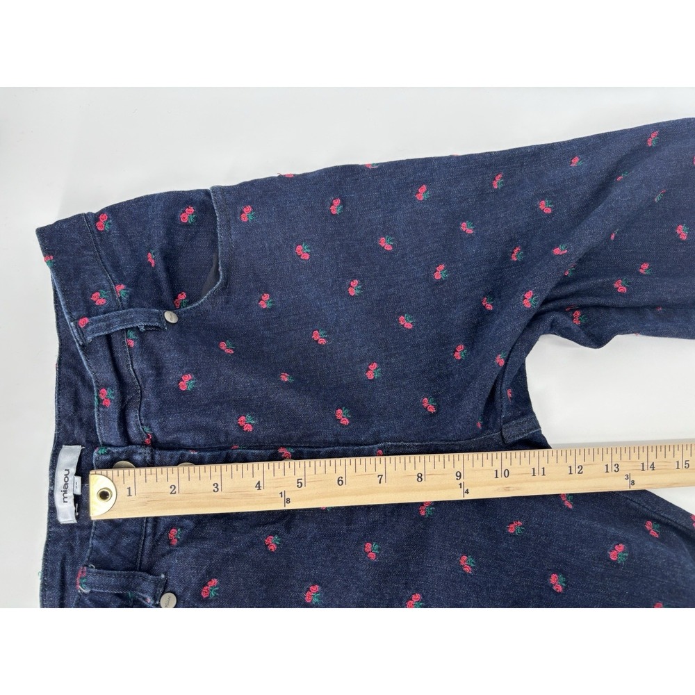 Miaou Jeans Women's Sz 28 Floral Rose Embroidered Straight Leg Coquette Chic - Picture 13 of 14